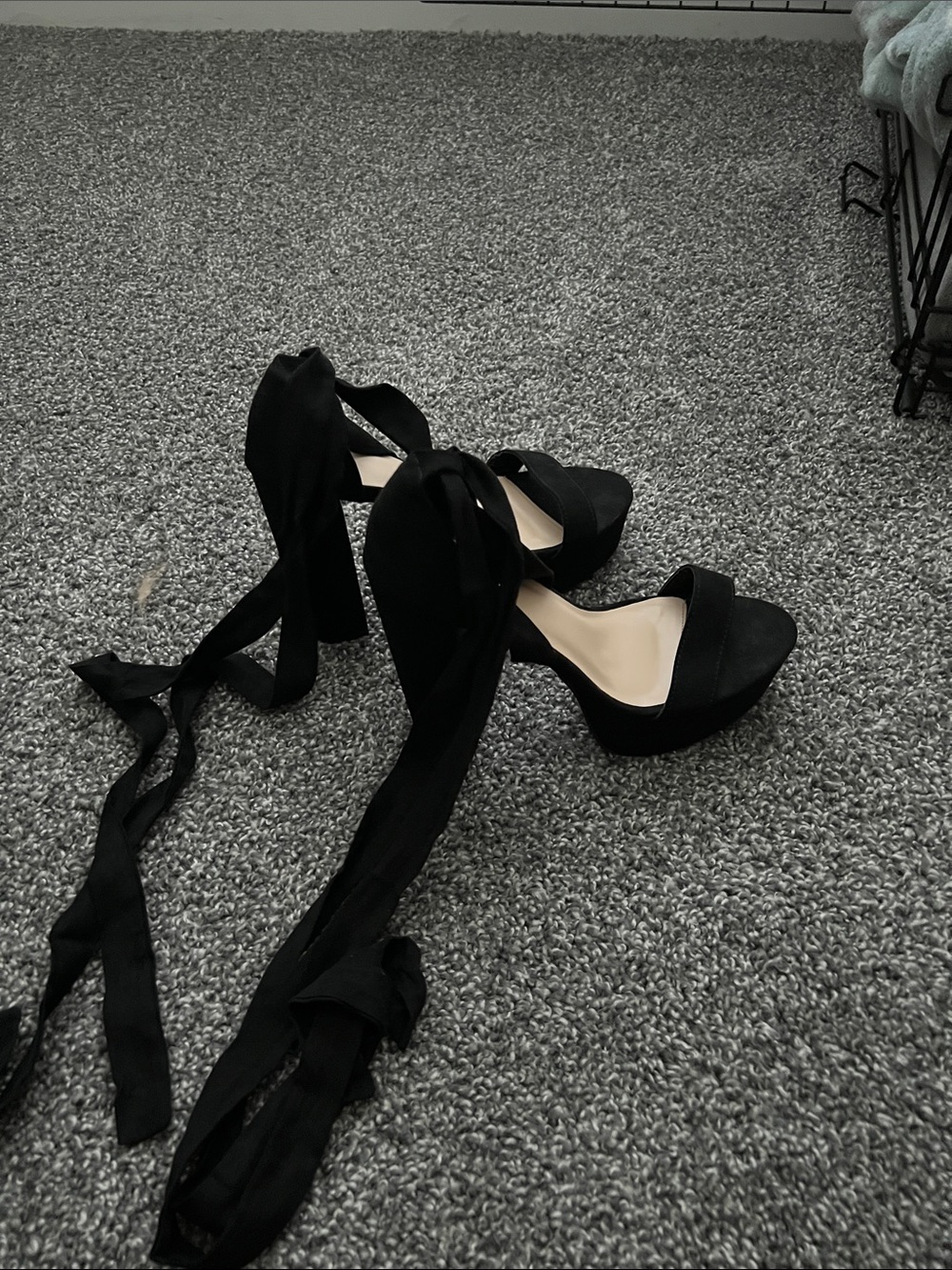 Black Lace-Up Heels NWOT